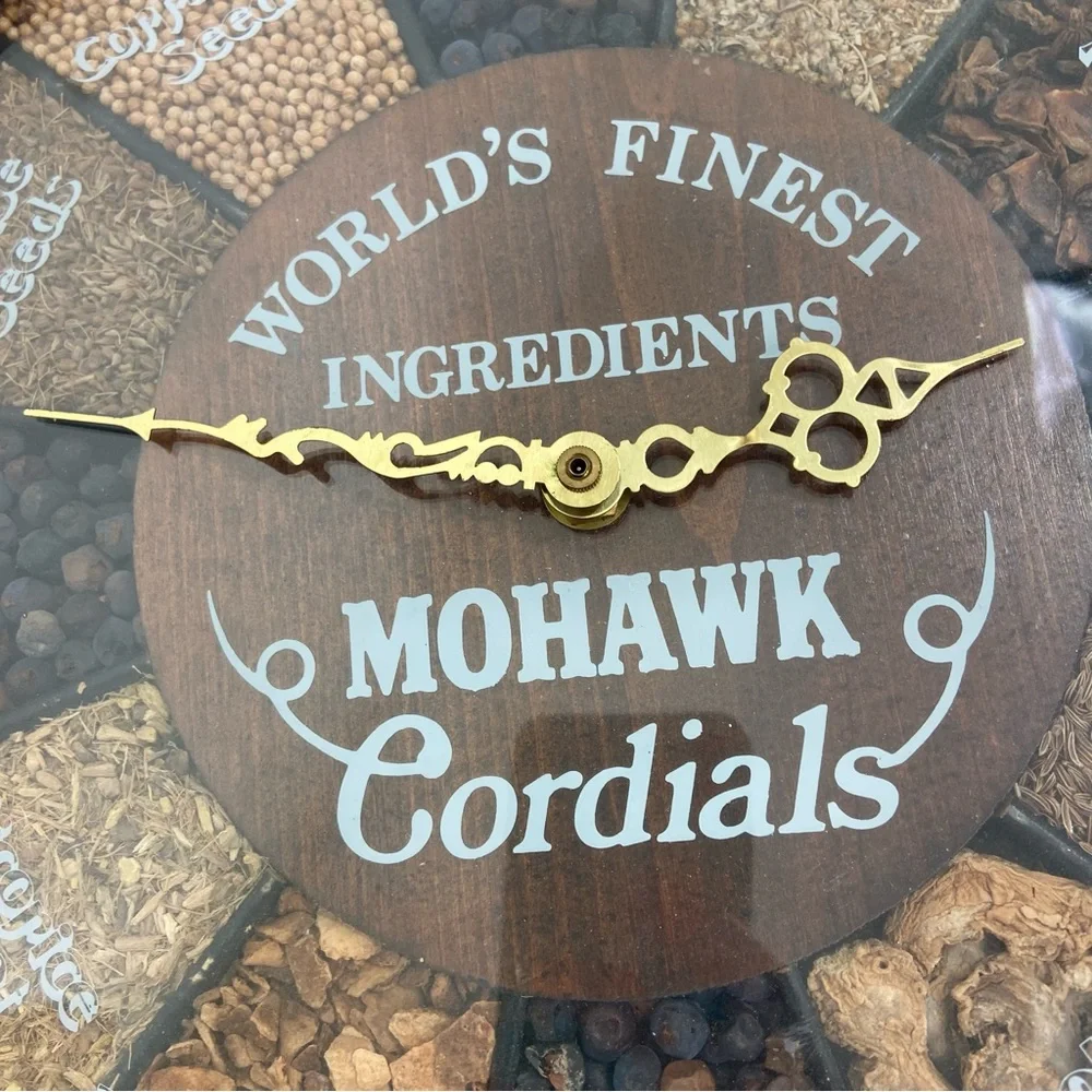 Mohawk Cordials world famous ingredients vintage wall clock